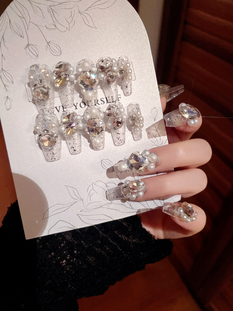Fashion  nail Internet Celebrity Rhinestone Manicure Wear Nail Ins Advanced Pure Desire Wind Nail Patch Wear Nail Diamond Nail Stickers U5