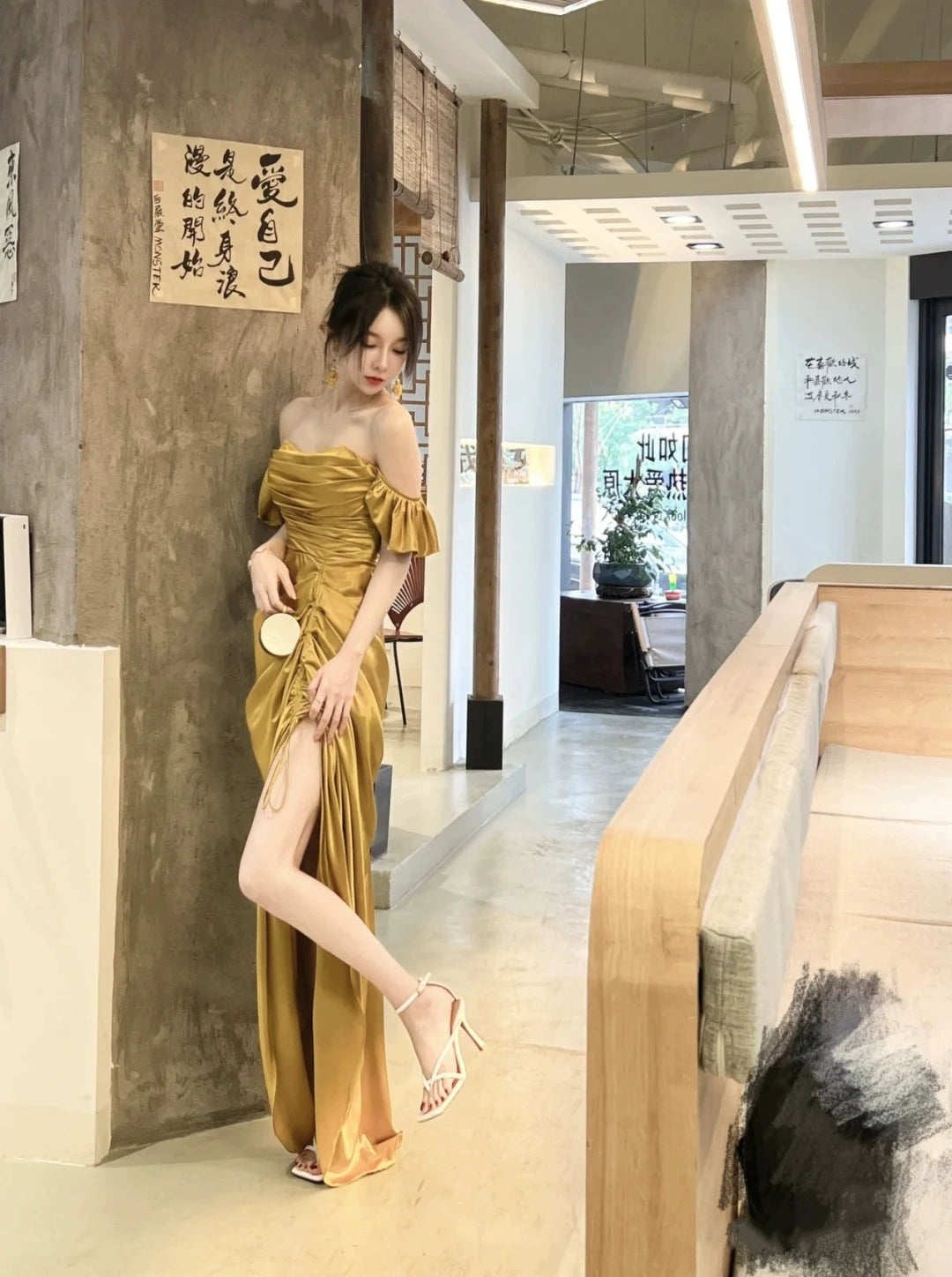 Fashion women's wear New  2024  Morning Gowns Bride Wedding Toast Dress Elegant Advanced Texture Tea Break Dress Women's Split Banquet Dress