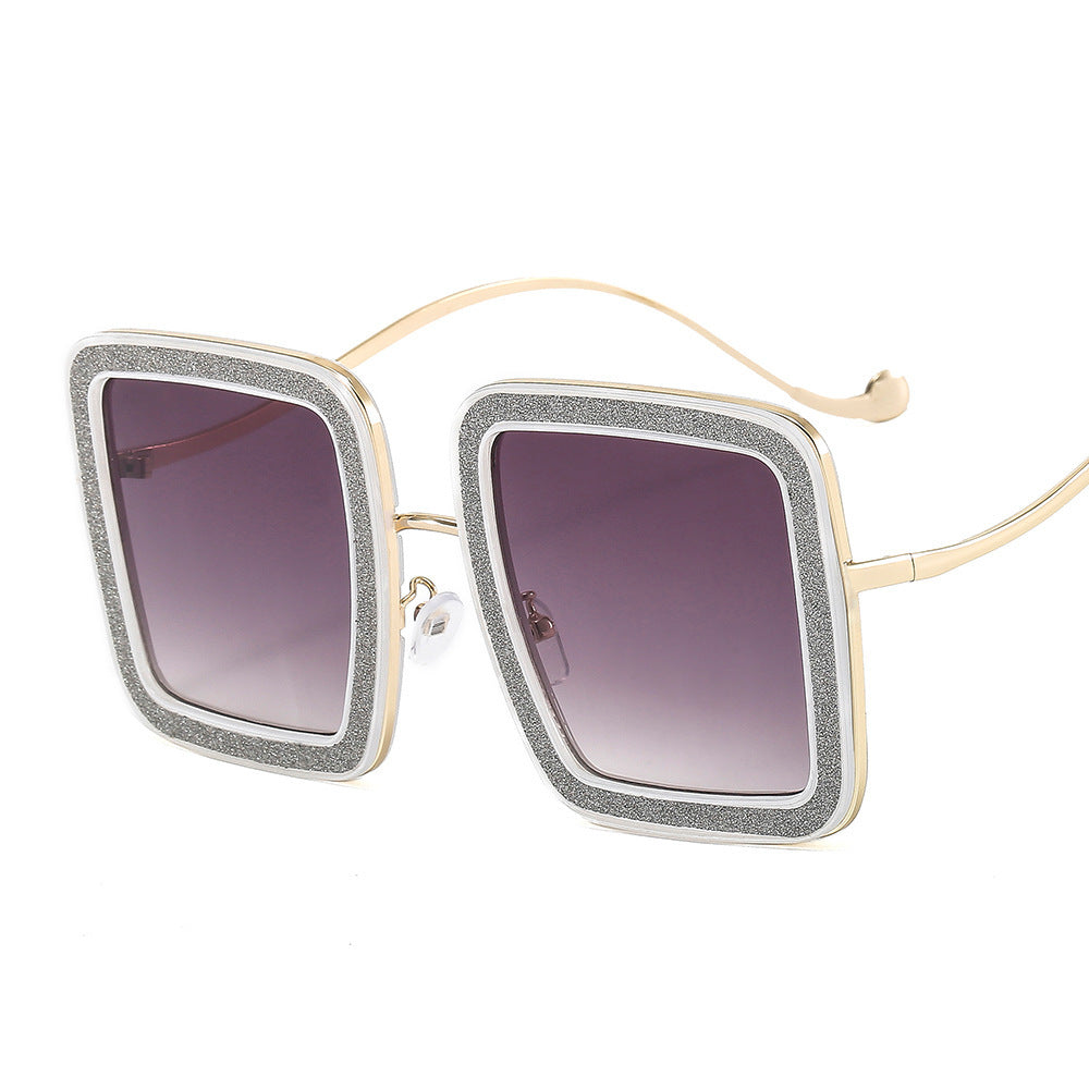 Women's fashion glasses 2022新款方框太阳镜 欧美网红ins街拍风尚眼镜个性闪钻搞怪墨镜女
