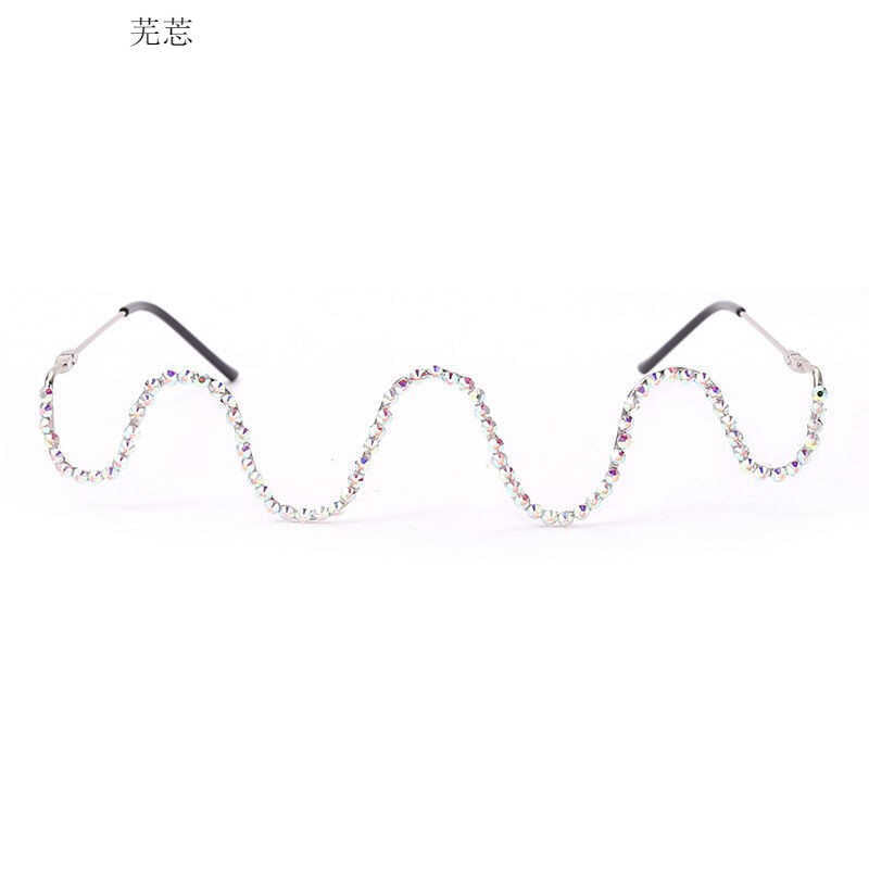 Women's fashion glasses 2024 新款跨境镶钻女士装饰眼镜欧美金属半框街拍S形个性眼镜架