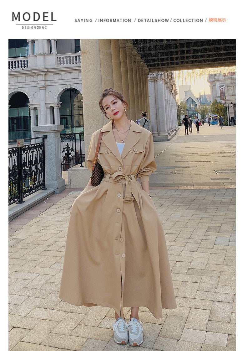 Fashion women's wear Real Shot Large Skirt Windbreaker Dress Women's Mid-Length 2024 Autumn and Winter Clothing New Waist Trimming Fashion Fashion Coat