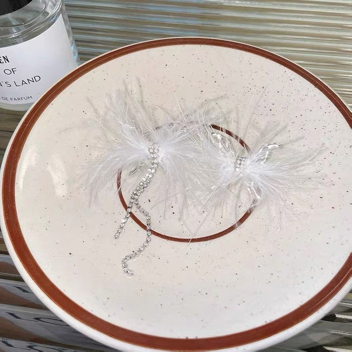 银针液态金属褶皱蝴蝶耳环ins风时尚气质耳钉耳夹一体百搭耳饰女