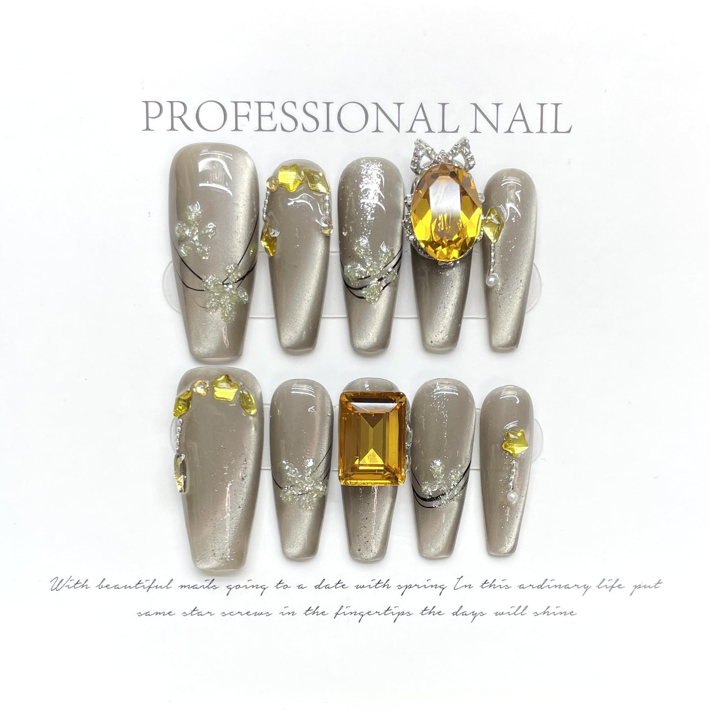 (reusable nail)Flash side light cat's eye Maillard hand-worn armor sunset explosion side light cat's eye wheat ear hand-worn armor