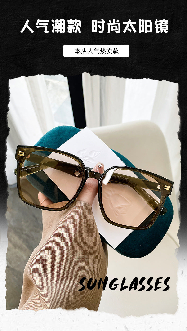 2024 New Mi Nail Square Large Frame High end Sunglasses with Small Red Book, Skinny Appearance, Sunshade for Men and Women Sunglasses Trend