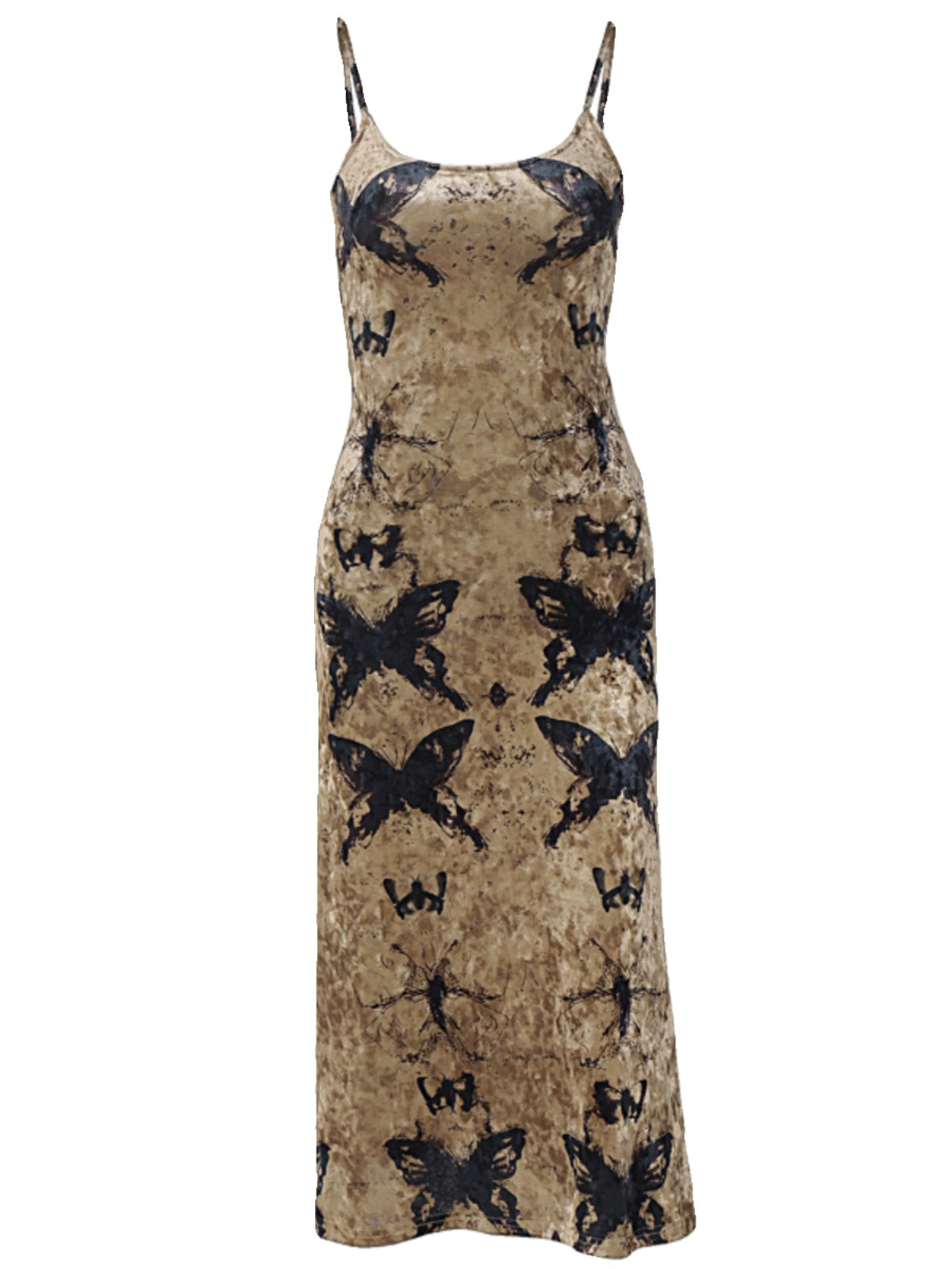 Fashion women's wear Wilderness Butterfly Printing Slip Dress 2024 Autumn New Hot Girl Sexy Slim Fit Slimming Sheath Dress