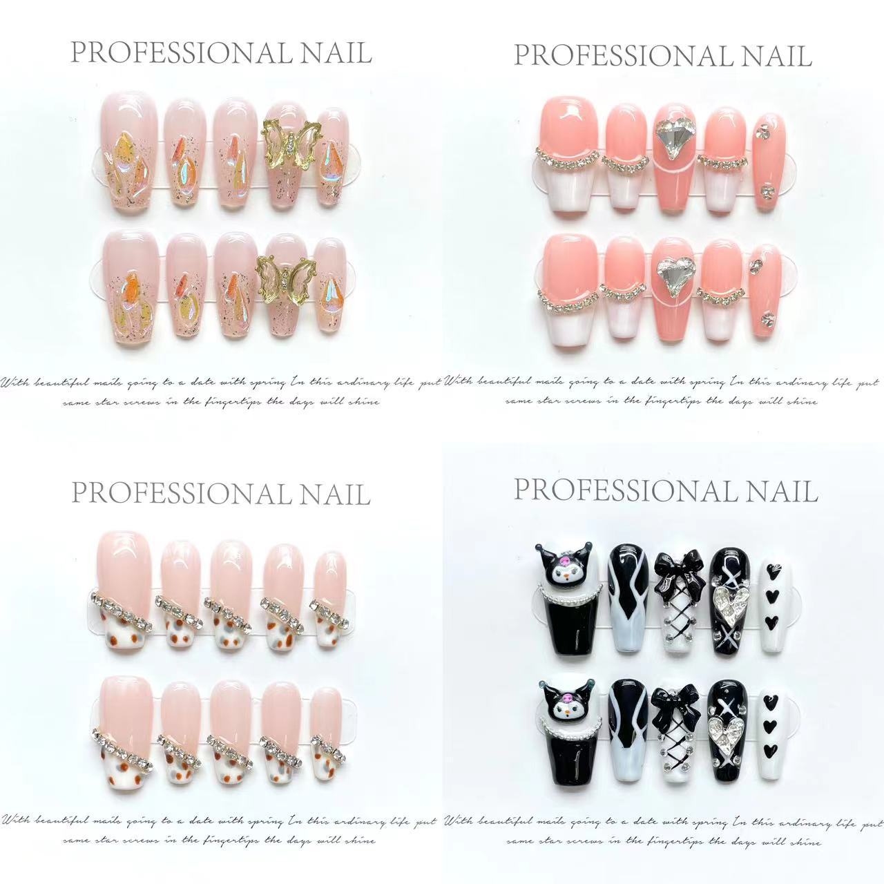 Hand-Made Nail White Cherry Red Cat Eye Red Heart Queen Nail High-Grade Red White Nail Stickers