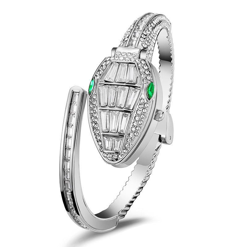 Fashion women's watchLight Luxury Women's Snake-Shaped Bracelet Light Luxury Opening Bracelet Watch Diamond-Embedded Personality Fashion Women's Watch Quartz Watch