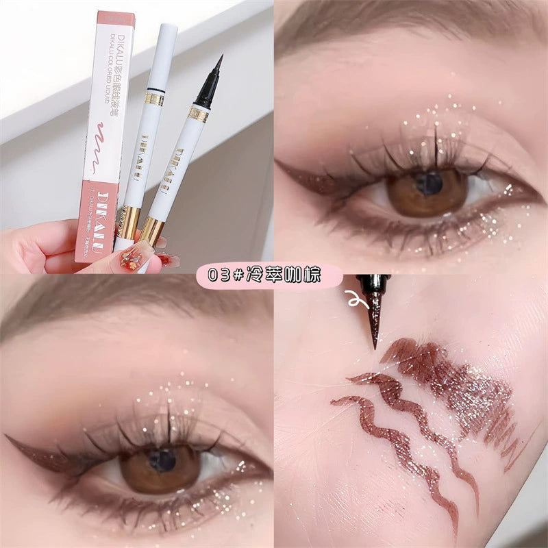 碎钻闪彩色眼线笔泪光感超细头防水防汗不掉色卧蚕提亮持久不晕染