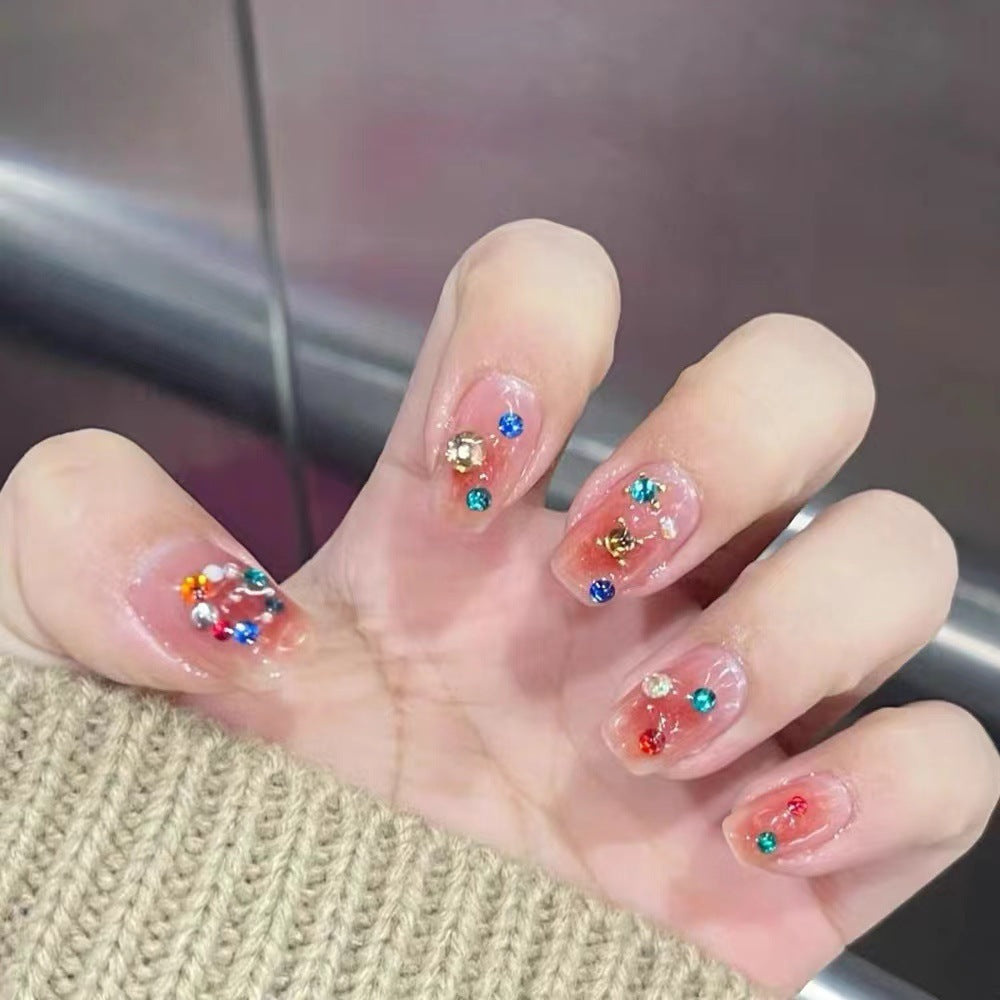 (reusable nail)【 Yihe 】 Hot selling cat eye flower fake nail patches Wearing nail patches Finished nail patches 10 nail patches