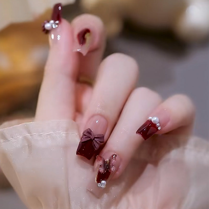 新中式浓情蝴蝶穿戴甲指甲贴片光疗美甲片半手工假指甲婚甲美甲贴