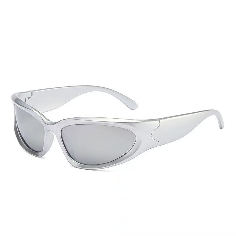 Women's fashion glasses 墨镜女夏高级感欧美复古科技感赛博朋克骑行运动男飞行员眼镜