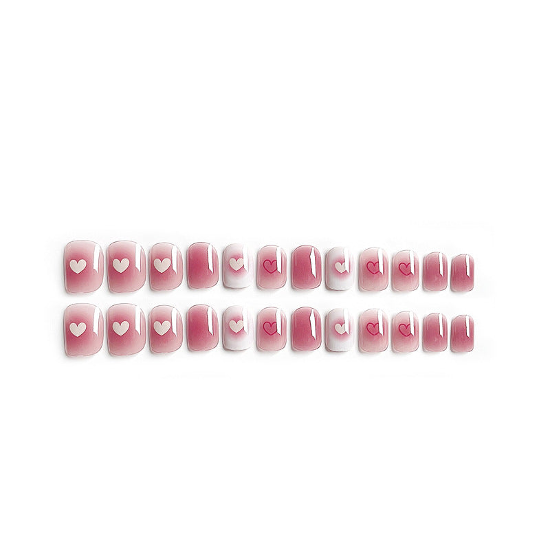 Fashion  nail Fake Nail Patch Wear Nail Finished Product Nail Tip Nail Stickers Disassembly Nail Patch Removable Nail Stickers Peach Heart Y33