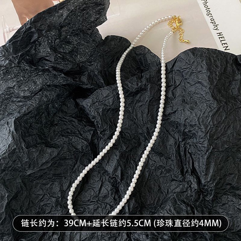 施家真多麻珍珠项链女时尚轻奢气质毛衣锁骨链小众高级感饰品批发