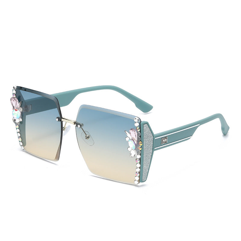 Women's fashion glasses 大框切边方框墨镜女闪粉满天星高级感休闲百搭女士太阳镜防紫外线