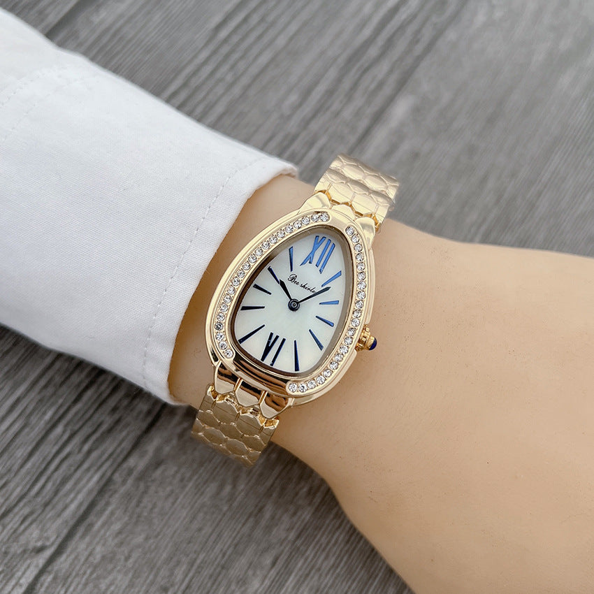 Fashion women's watchIn Stock Wholesale Women's Watch Elegant Fashion Steel Watch Women's Light Luxury Minority Creative Snake-Shaped Full Diamond Quartz Watch