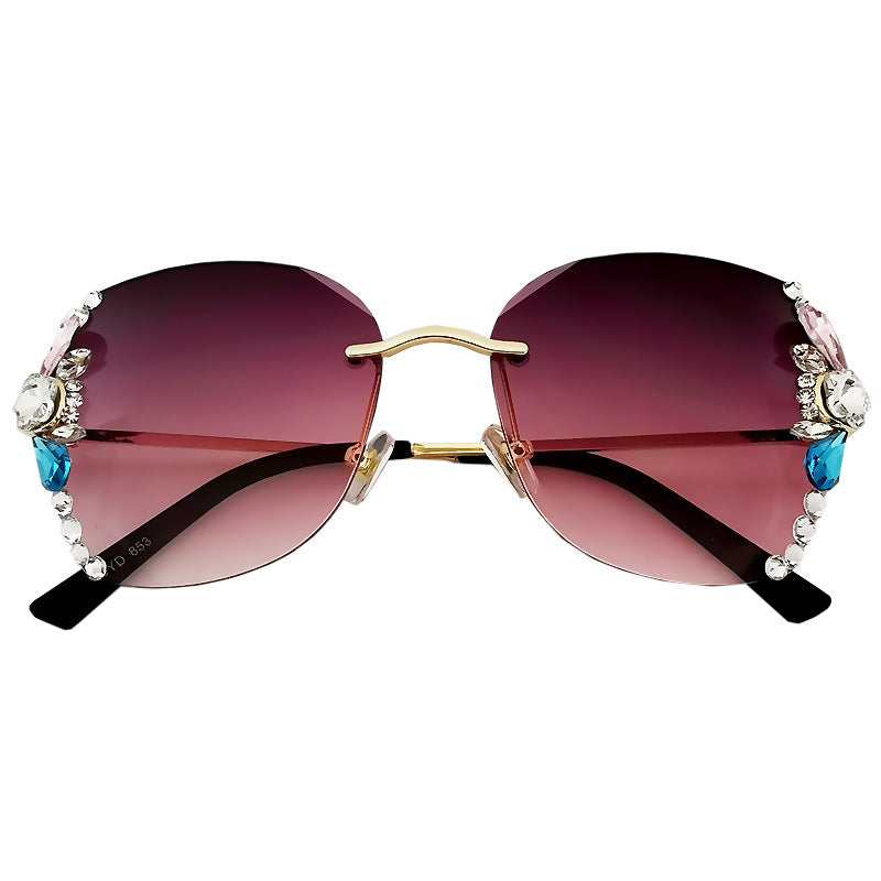 Women's fashion glasses 2024 新款韩版潮跨境带钻墨镜女防紫外线辐射大脸圆脸显瘦太阳镜
