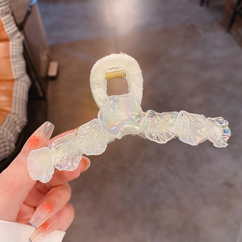网红款彩光贝壳发夹ins风小清新少女心甜美抓夹新款气质时尚发饰