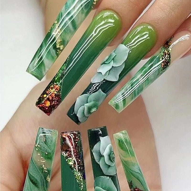 (Hand made nail) Kardashian, European and American Spicy Girl, Little Red Book, Dark Super Long, Internet Celebrity Cross border Nail Art, Detachable and Reusable Nail