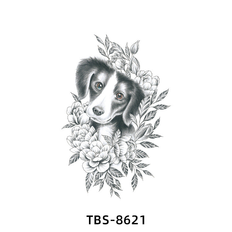 Free shipping Tattoo New Wholesale Small Flower Arm Waterproof Tattoo Sticker Half Sleeve Arm Back Color Animal Skull European and American Tattoo Sticker Paper