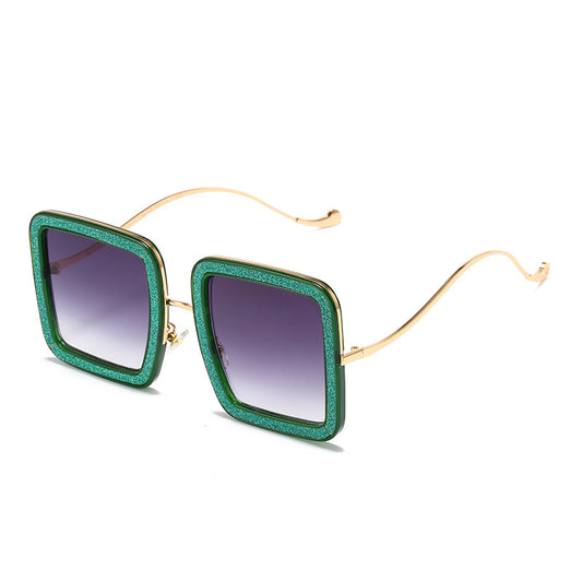 Women's fashion glasses 2022新款方框太阳镜 欧美网红ins街拍风尚眼镜个性闪钻搞怪墨镜女