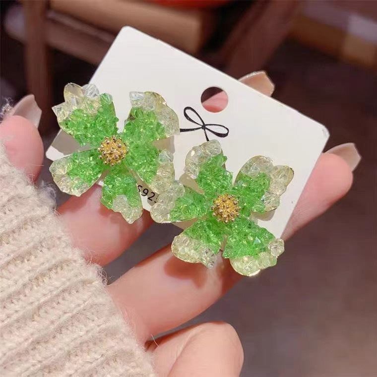 银针珍珠水晶几何耳环法式复古轻奢耳钉中古时尚宫廷风耳饰批发女