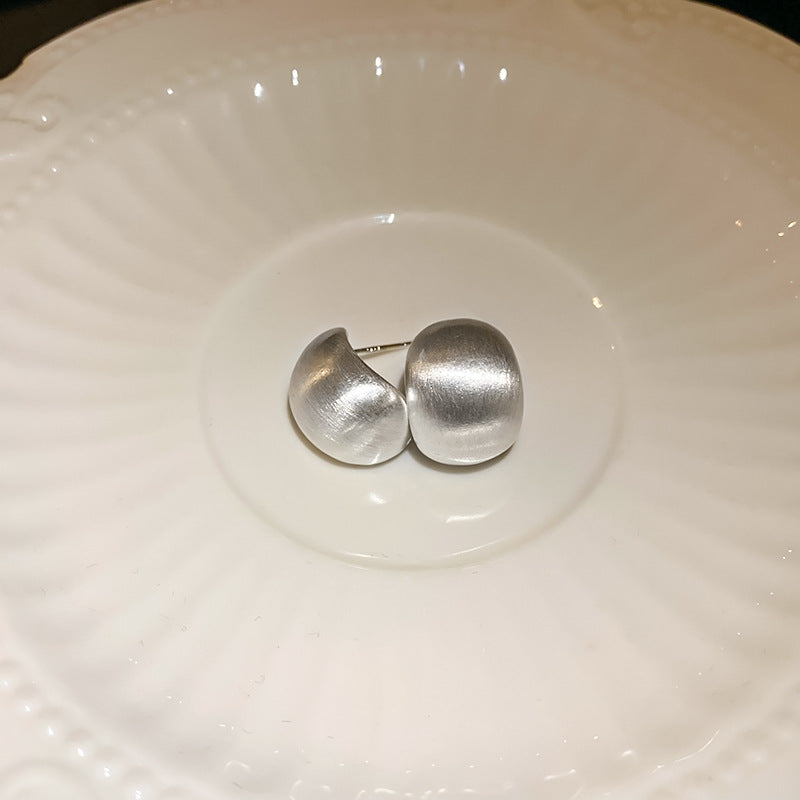 银针拉丝几何豆豆耳环小众冷淡风气质耳钉时尚简约设计感耳饰批发