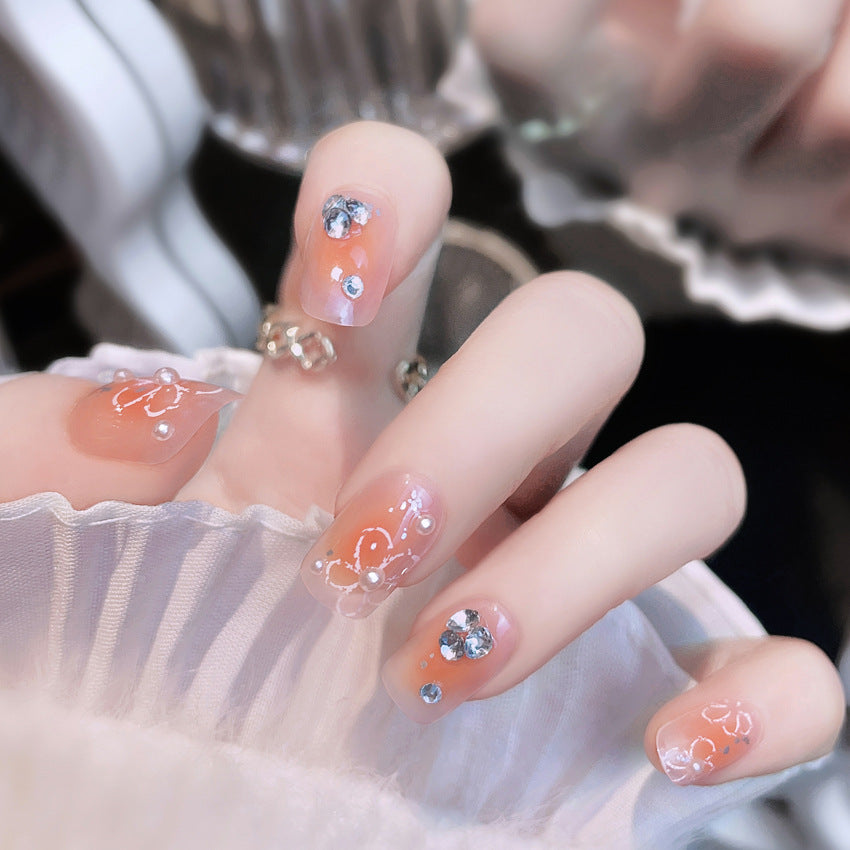Fashion  nail New Flower Rhinestone Wear Armor Nail Stickers Nail Sticker Nail Patch Finished Blush Nail Shaped Piece A20