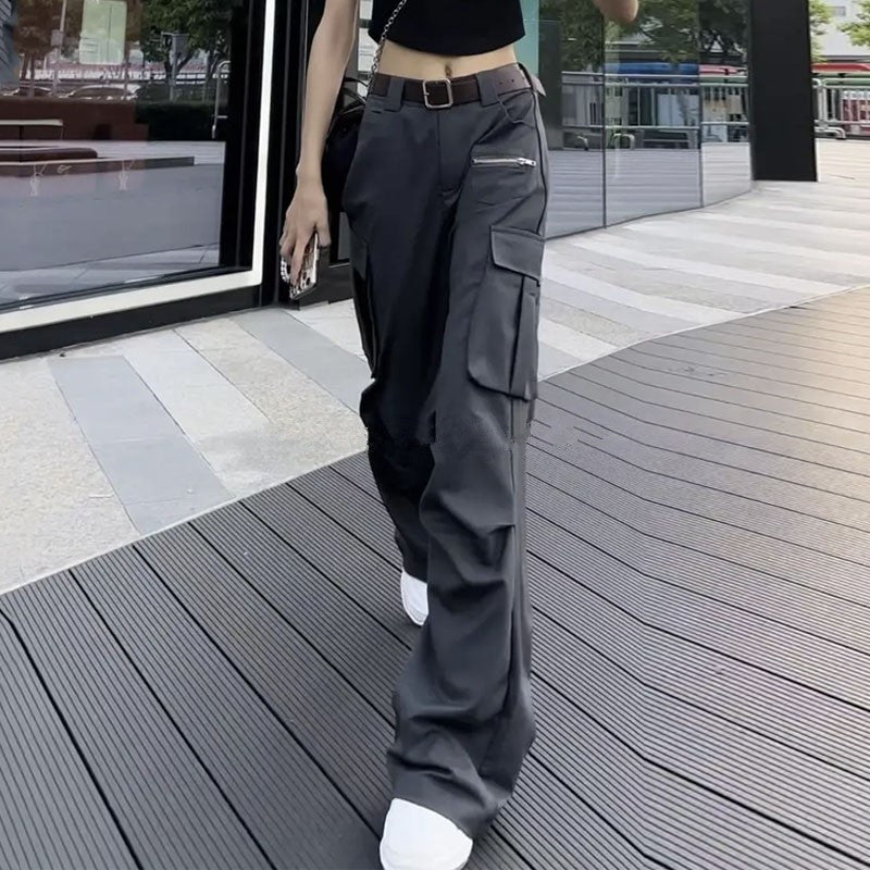 Free shipping dopamine coffee overalls women's summer fried street tall and thin casual wide-leg pants trousers