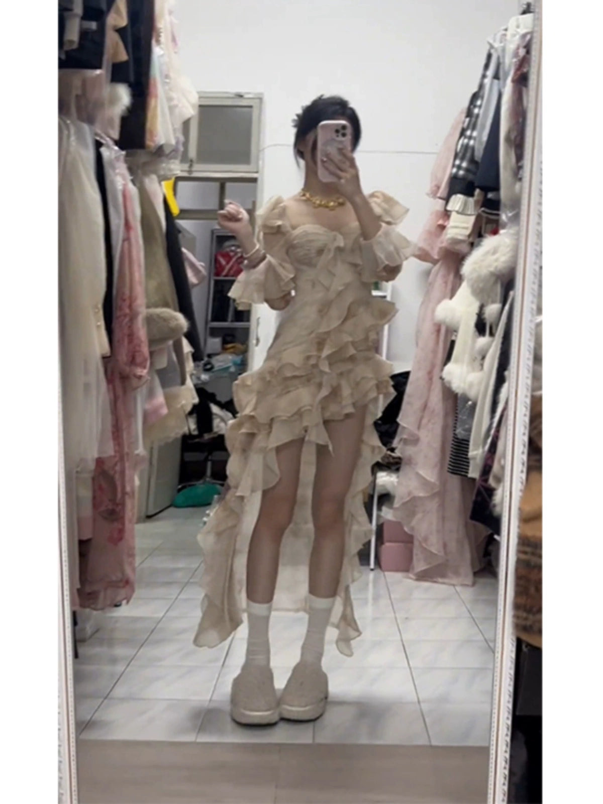 Fashion women's wear Summer Wear Beautiful Ruffled Dress Irregular Skirt Women's Clothing 2024 Spring New High-Grade Long Dress Spring and Summer