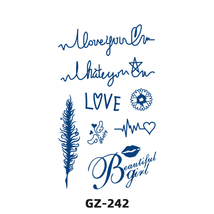 Free shipping Tattoo Exclusive for Cross-Border Herbal Tattoo Sticker Semi-Permanent English Letters Tattoo Sticker Anti-Sweat Tattoo