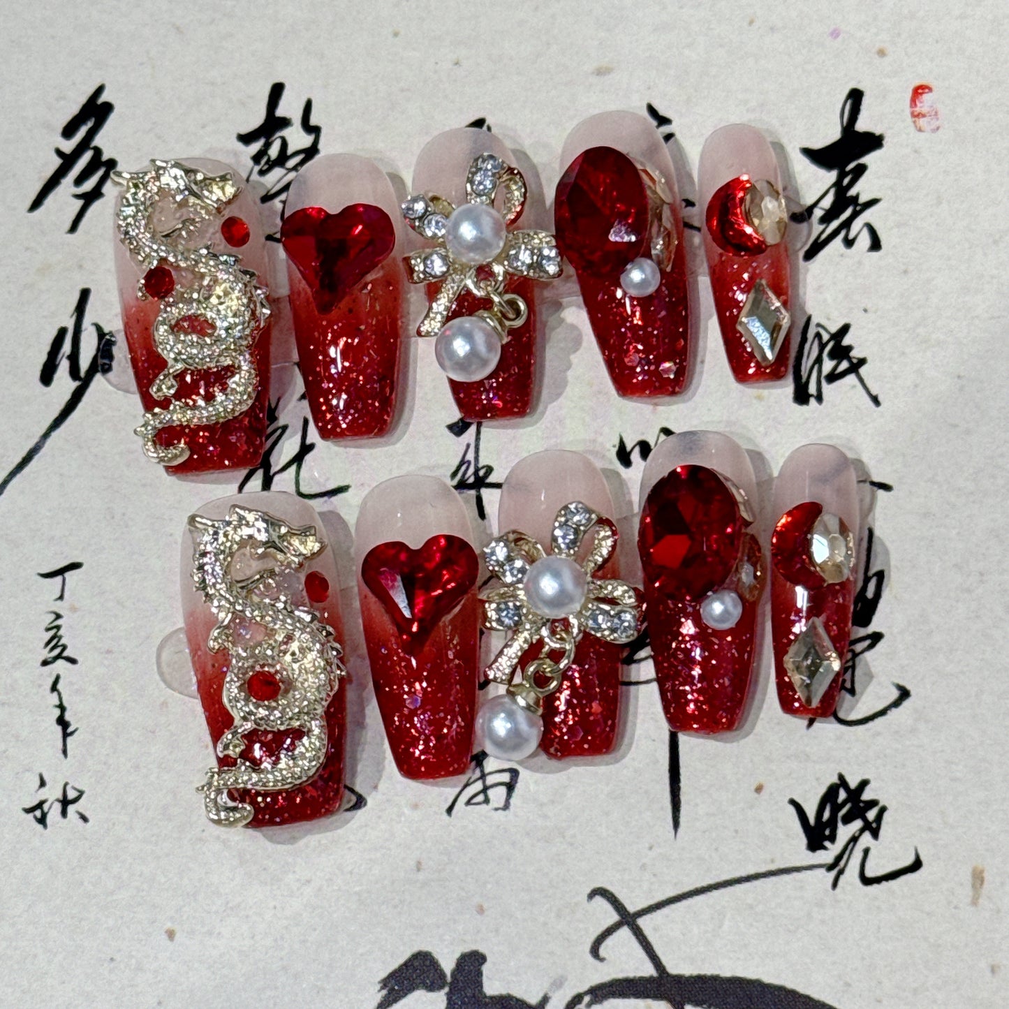 (Hand-Made Nail) Polo Wear Armor 2024 New Dragon Year Daji New Year New Year New Year Battle Armor Nail Patch