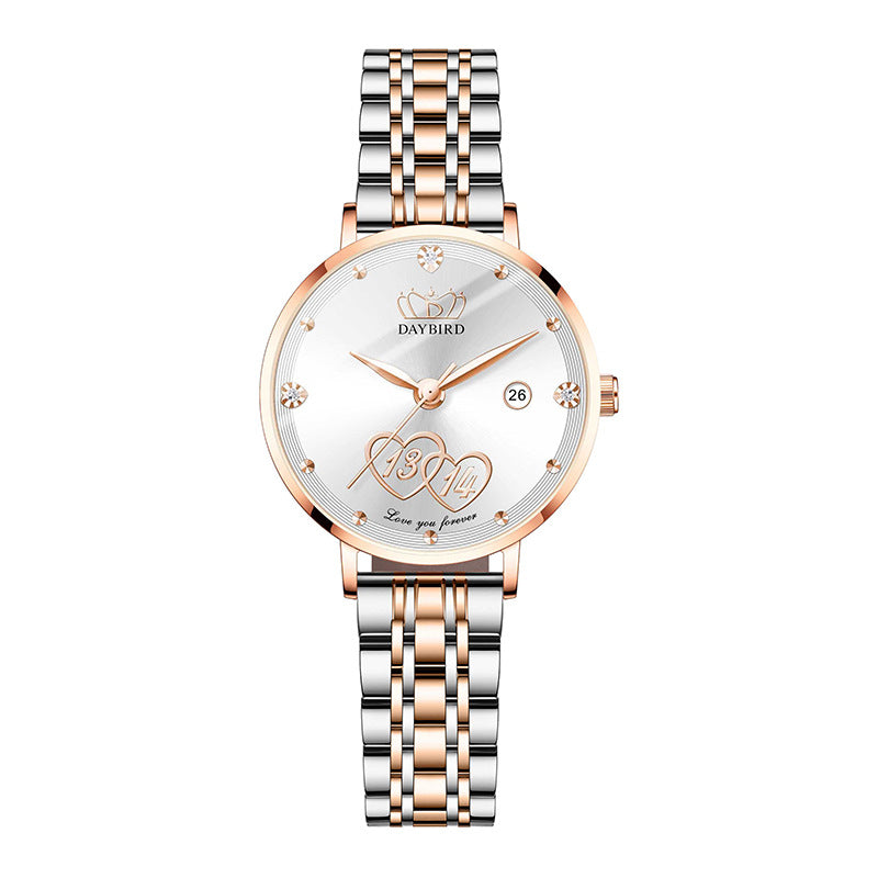 Fashion women's watchDaybird New Valentine's Day Gift for Life 1314 Quartz Calendar Steel Strap Women's Watch
