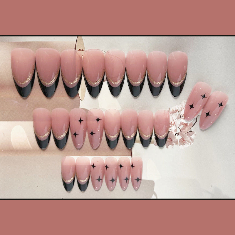 暗星法式穿戴甲尖头nails 跨境美甲片外贸假指甲长尖甲型美甲贴片
