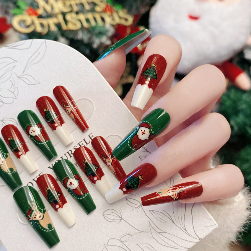 Fashion  nail New Christmas Wear Armor Snowflake Deer Elk Nail Tips Removable Fake Nails Wholesale P167