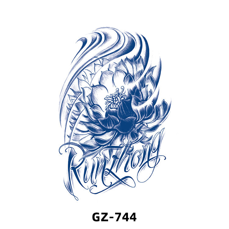 Free shipping Tattoo Cross-Border Herbal Semi-Permanent Tattoo Sticker Men's and Women's Waterproof Sweat-Proof Juice Half Sleeve Real-Proof Tattoo Letter Sticker Tattoo
