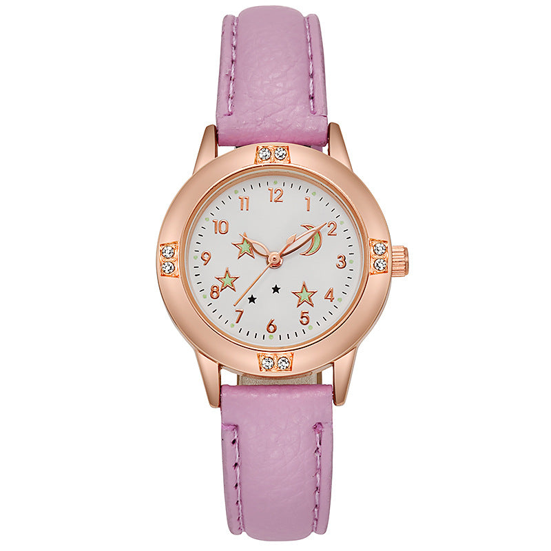 Fashion women's watchLuminous Diamond Belt Women's Watch Alloy Rose Gold Middle School Student Quartz Watch Cross-Border Watch Wholesale
