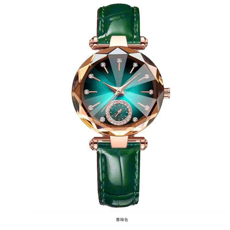 Fashion women's watchTiktok Gift Popular Small Green Watch Belt Fashion Waterproof Women's Light Luxury Quartz Watch Simple Steel Belt Women's Watch