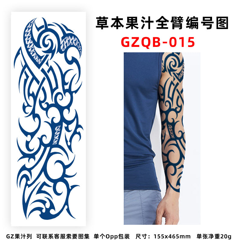 Free shipping Tattoo Factory in Stock Wholesale Herbal Juice Full Arm Tattoo Sticker Waterproof Sweat-Proof Imitation Tattoo Semi Permanent Tattoo Sticker