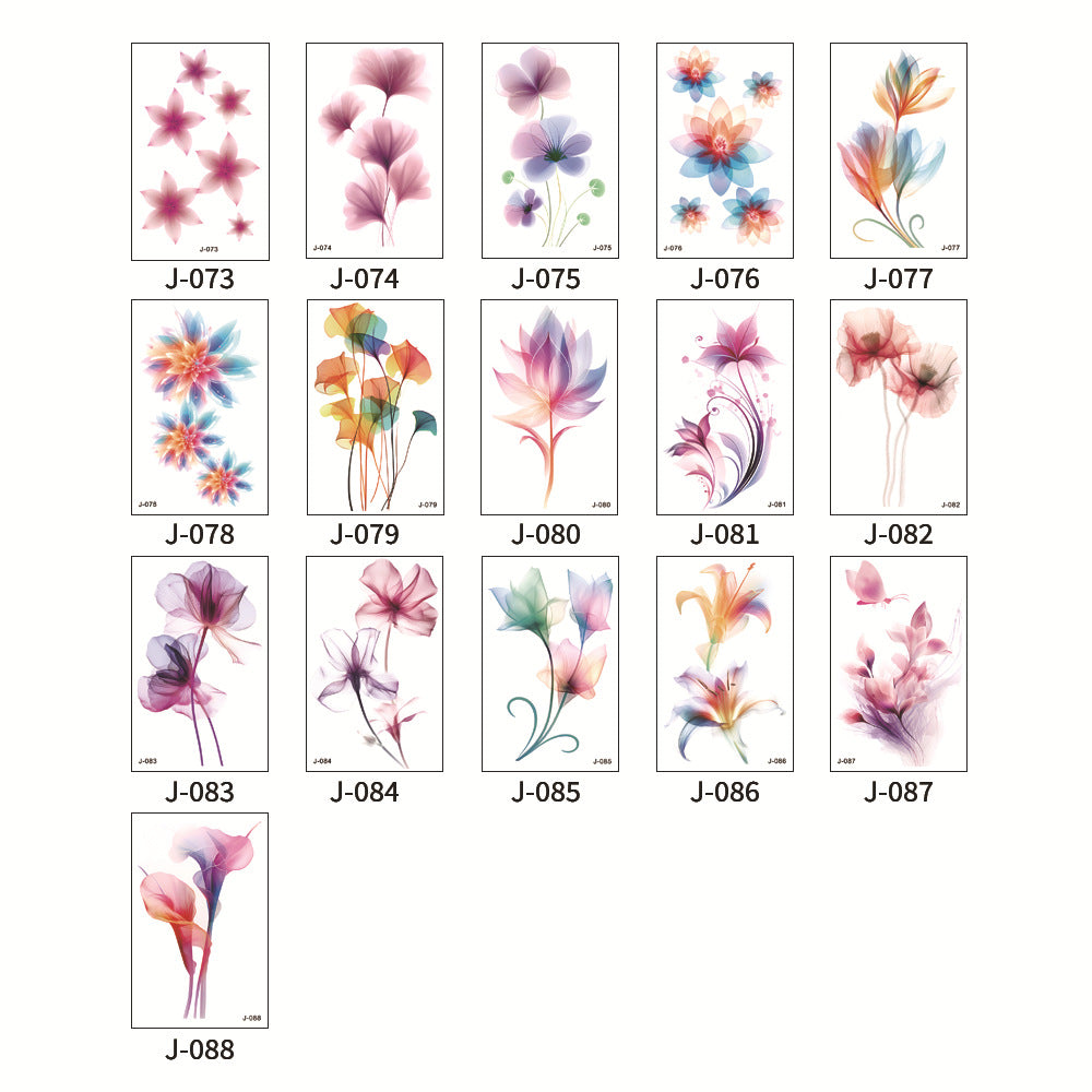 Free shipping Tattoo Colorful Flower Tattoo Sticker Disposable Waterproof Hand Back Clavicle Chest European and American Scar Covering Fresh Tattoo Sticker Paper