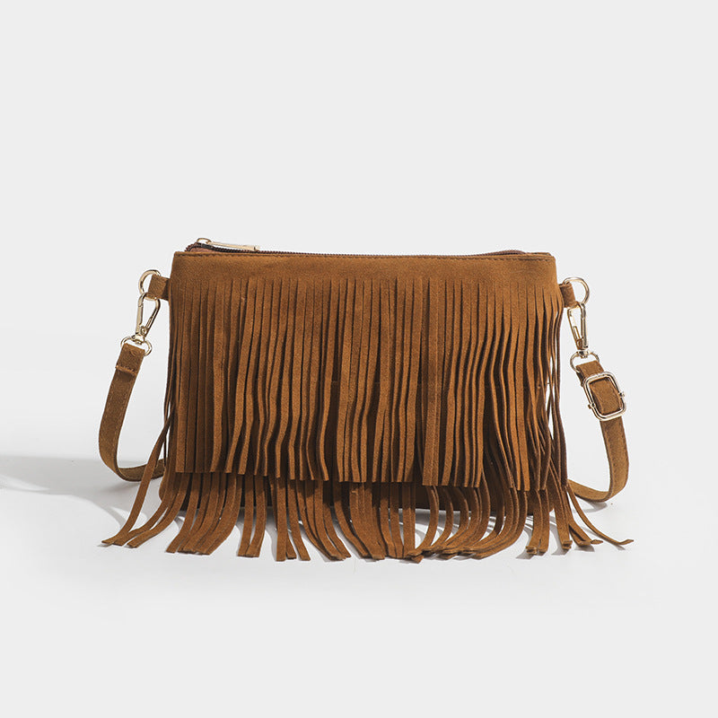 Dopamine Bag Free shipping Tattoo Shenglan leather goods cross-border Amazon American new matte tassel retro saddle bag dopamine wear messenger bag