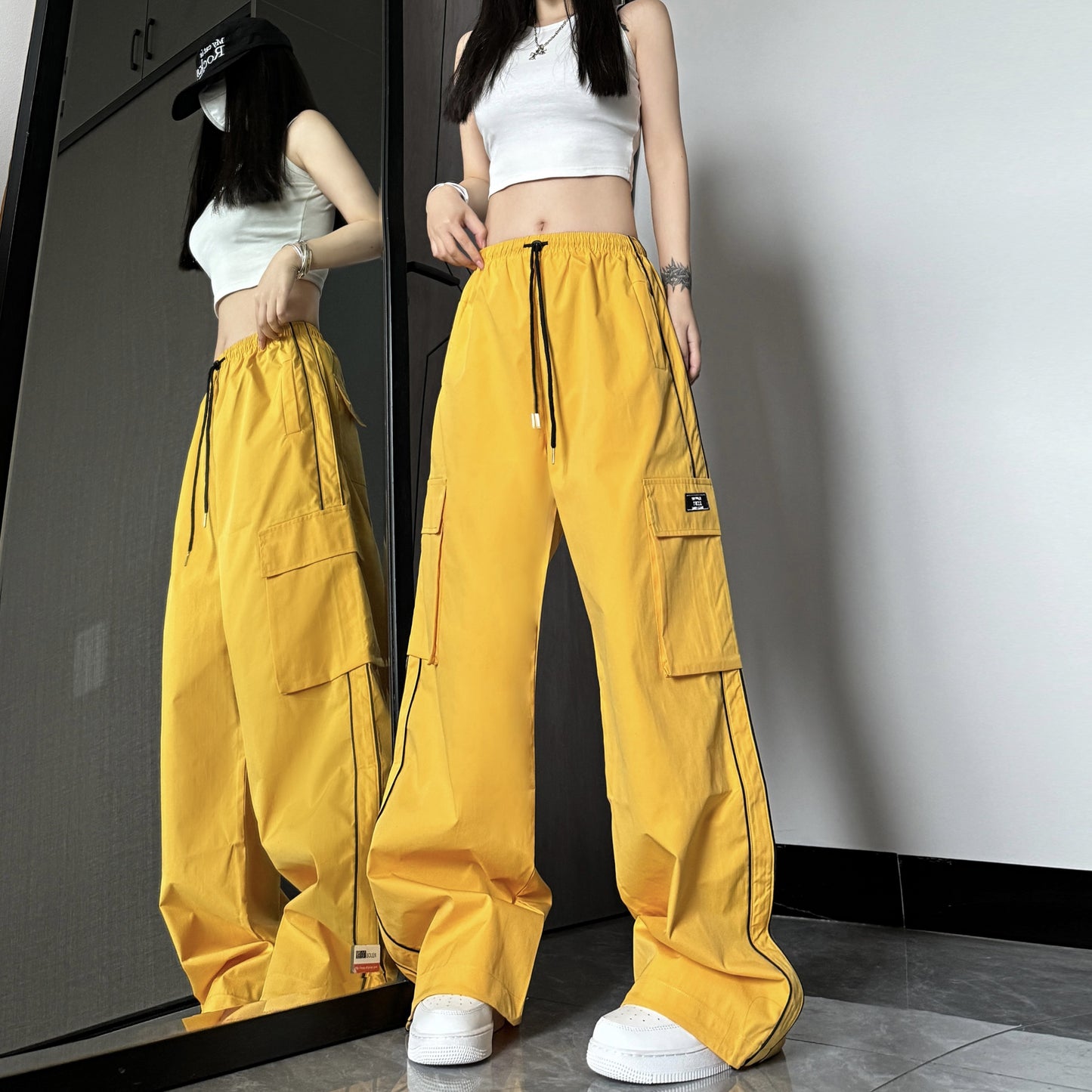 Free shipping  High Street Sweatpants Loose Casual Skinny Wide Leg pants