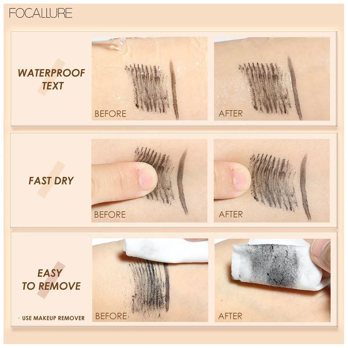 FOCALLURE FA160双面二合一睫毛膏和眼线笔化妆品眼线笔睫毛膏