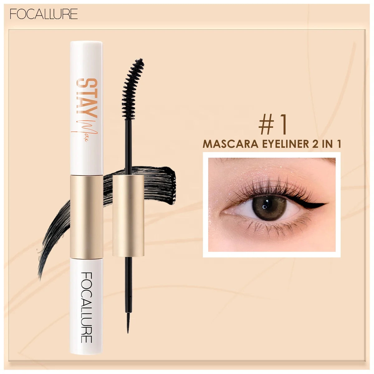 FOCALLURE FA160双面二合一睫毛膏和眼线笔化妆品眼线笔睫毛膏