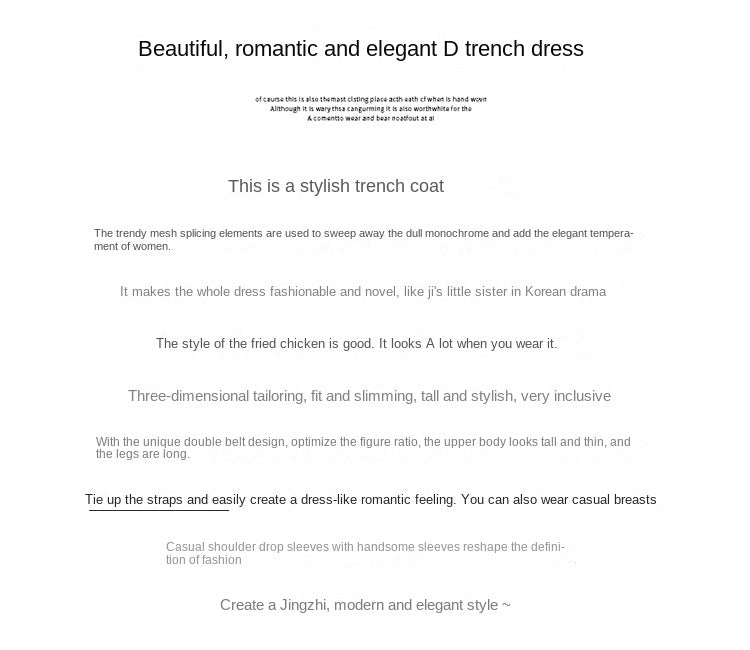 Fashion women's wear A Large Number of in Stock 2024   Purpleflower Holly Leaf Spring and Autumn Trench Coat Women's French Mesh Stitching Casual Temperament Coat